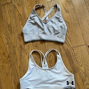 Under Armour Gray and White Sports Bras